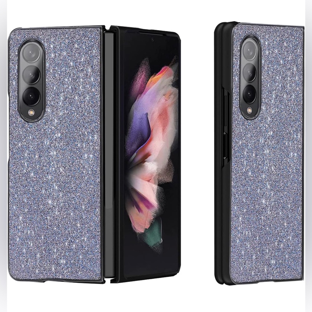 ZYKY Glitter Phone Case for Galaxy Z Fold 3, Sparkling Leather Back Cover